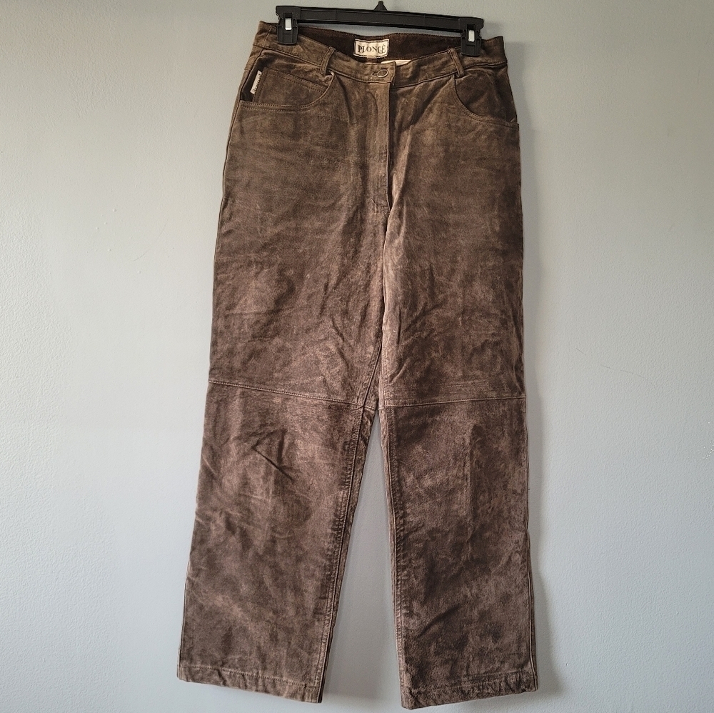 Plongé Straight Leg Suede Pants, size 7/8